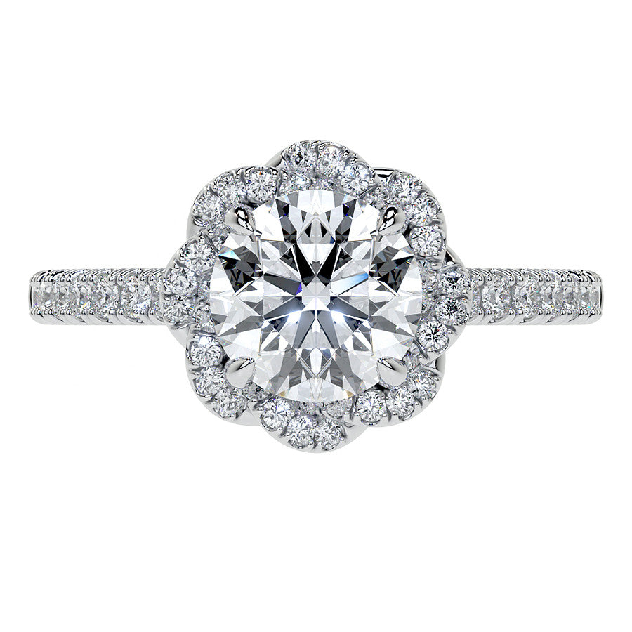Twisted Halo Round Brilliant Moissanite Cathedral Engagement Ring