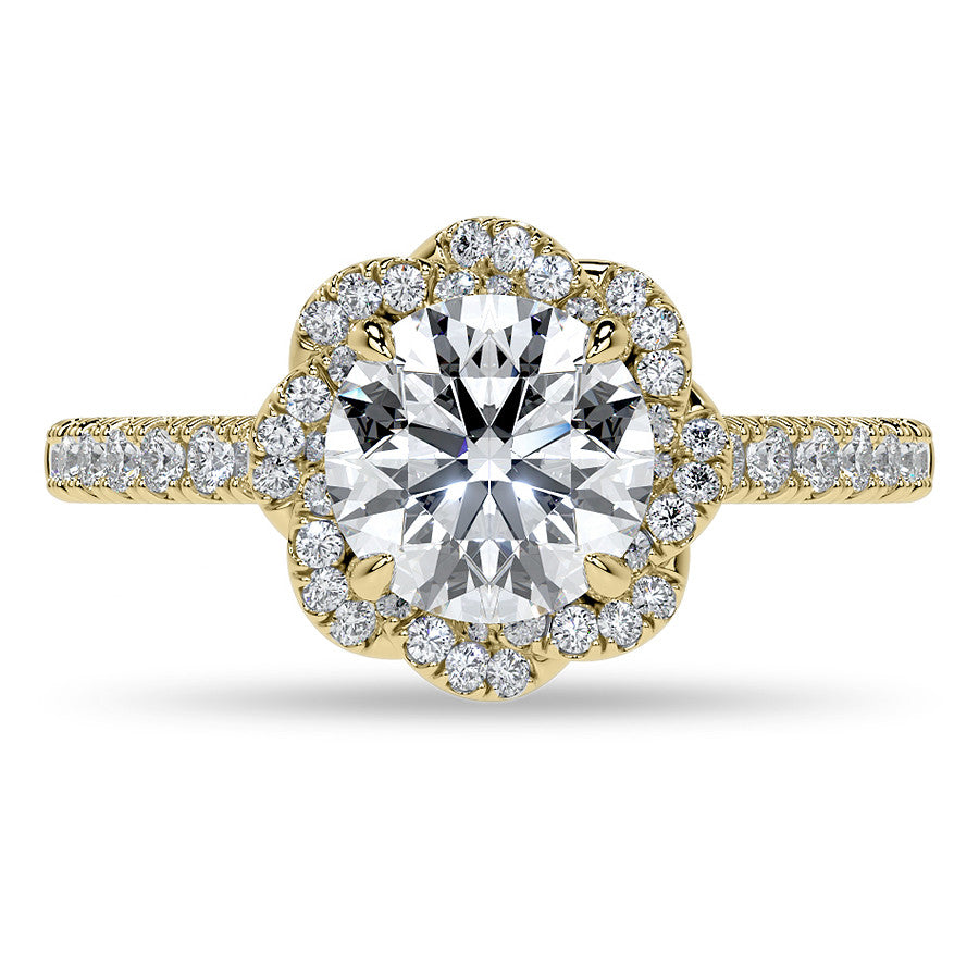 Twisted Halo Round Brilliant Moissanite Cathedral Engagement Ring