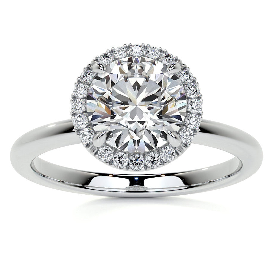 Petite Round Tulip Halo Moissanite Engagement Ring