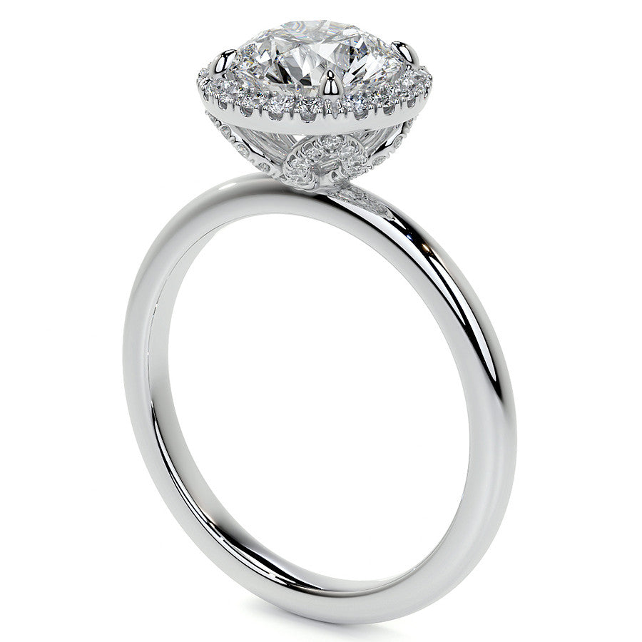 Petite Round Tulip Halo Moissanite Engagement Ring