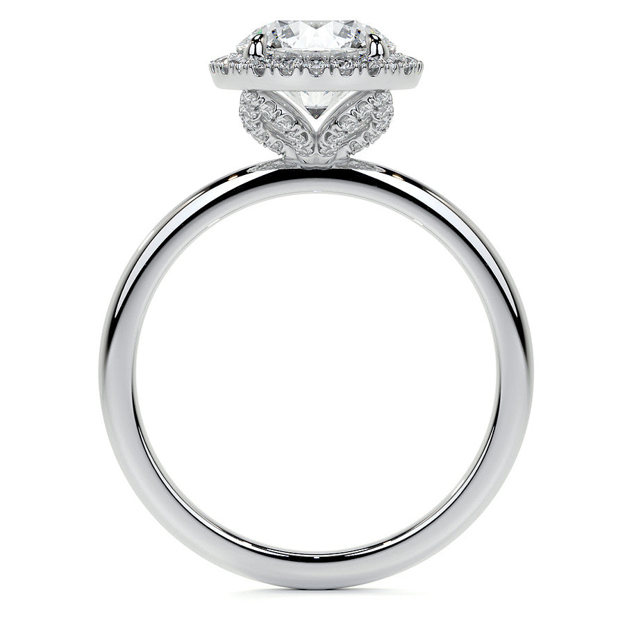 Petite Round Tulip Halo Moissanite Engagement Ring
