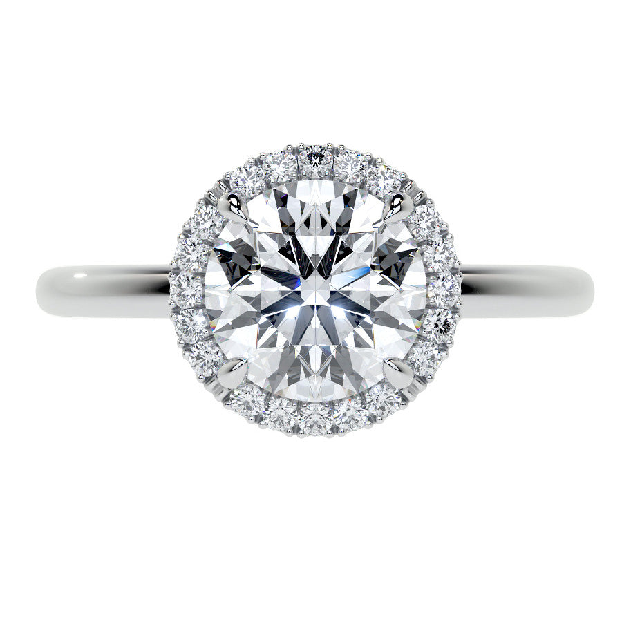 Petite Round Tulip Halo Moissanite Engagement Ring