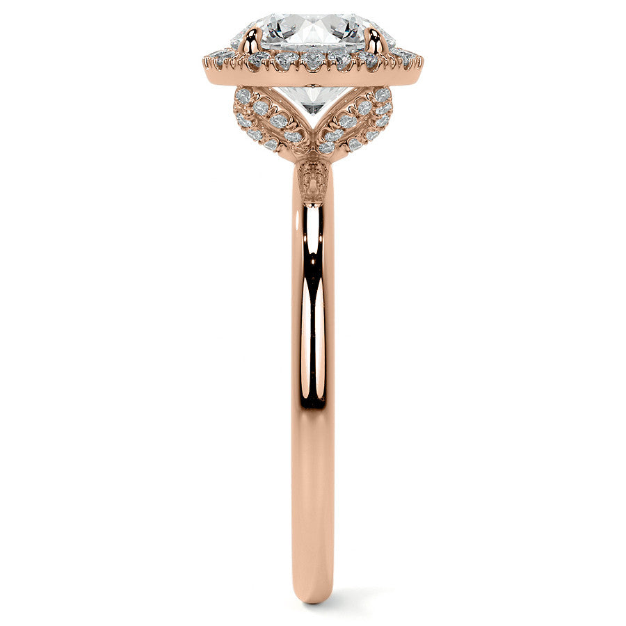 Petite Round Tulip Halo Moissanite Engagement Ring