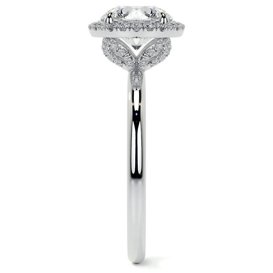Petite Round Tulip Halo Moissanite Engagement Ring