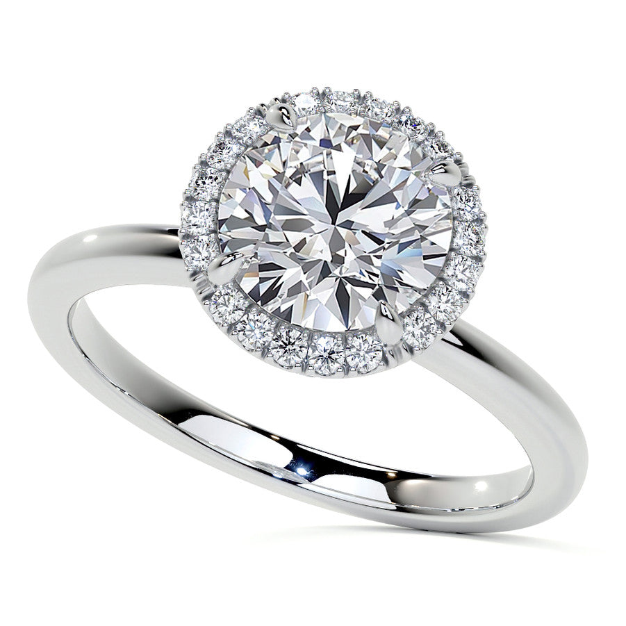 Petite Round Tulip Halo Moissanite Engagement Ring