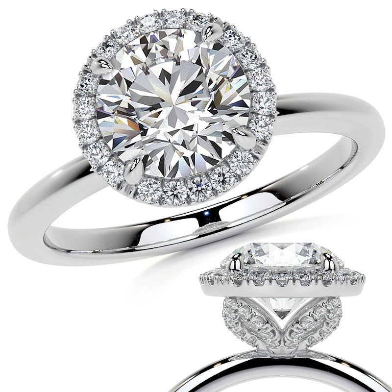 Petite Round Tulip Halo Moissanite Engagement Ring