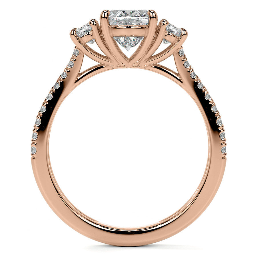 Split Shank Oval Three-Stone Moissanite Engagement Ring