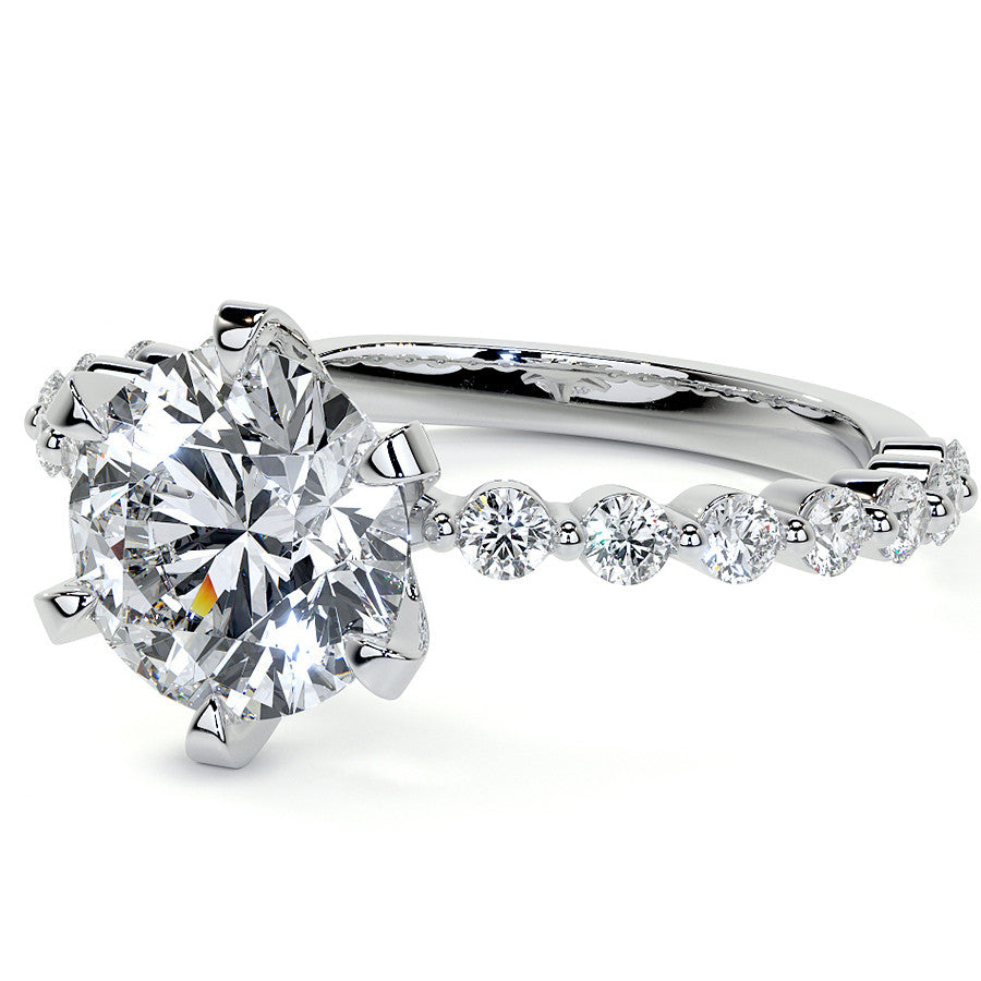 6-Prong Round Single Prong Moissanite Engagement