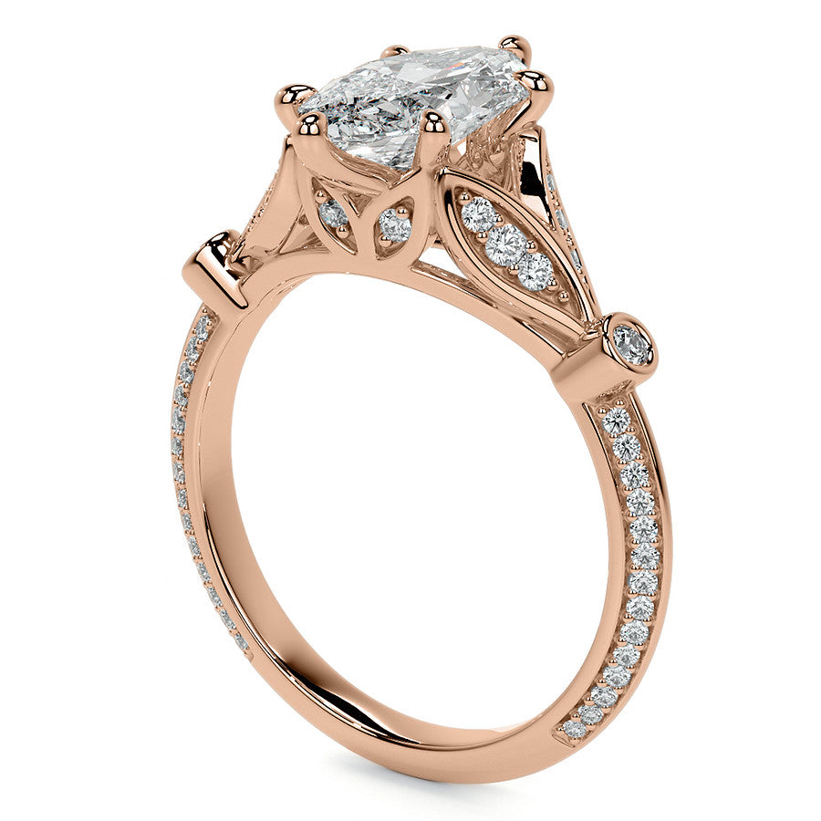 Split Shank Marquise Moissanite Engagement Ring with Knife Edge