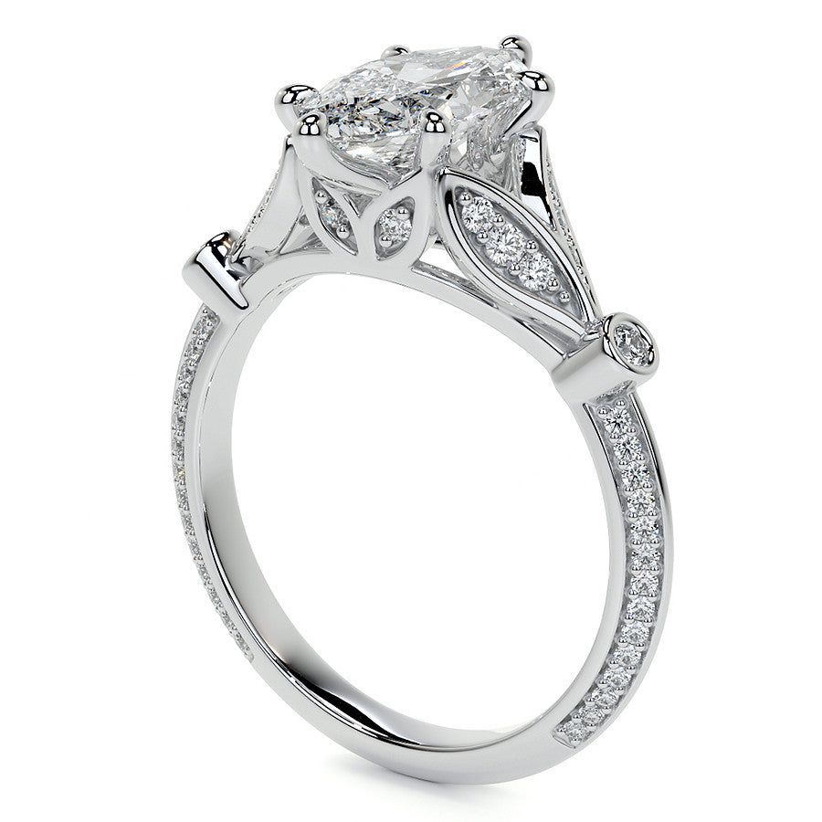 Split Shank Marquise Moissanite Engagement Ring with Knife Edge