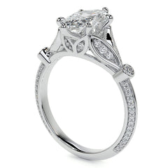 Split Shank Marquise Moissanite Engagement Ring with Knife Edge