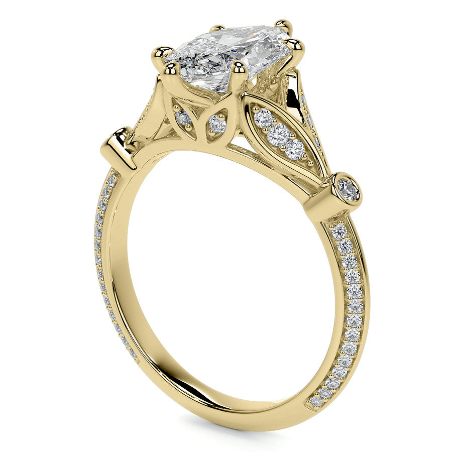 Split Shank Marquise Moissanite Engagement Ring with Knife Edge