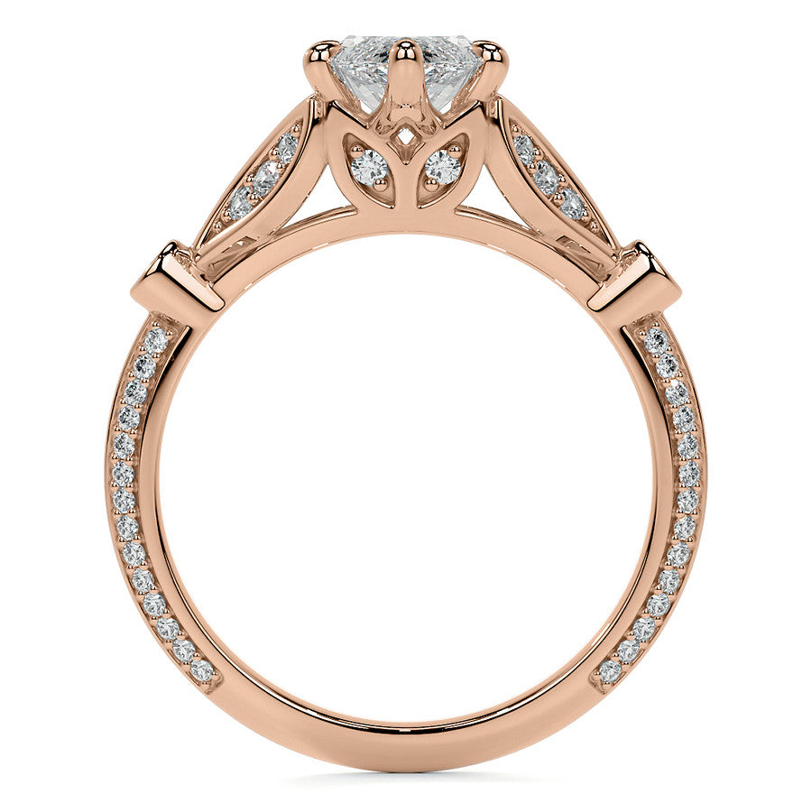 Split Shank Marquise Moissanite Engagement Ring with Knife Edge
