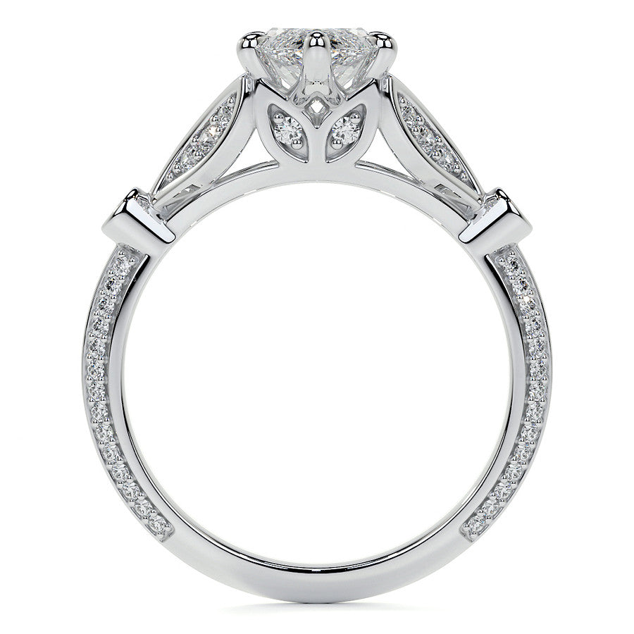 Split Shank Marquise Moissanite Engagement Ring with Knife Edge