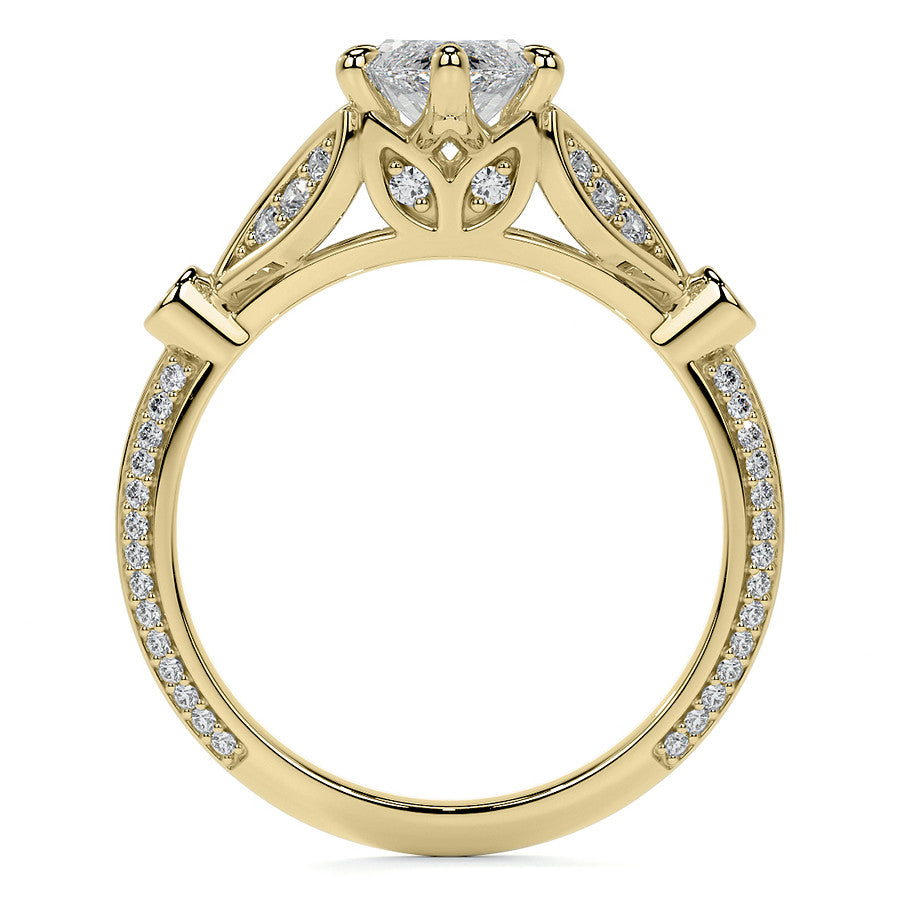 Split Shank Marquise Moissanite Engagement Ring with Knife Edge