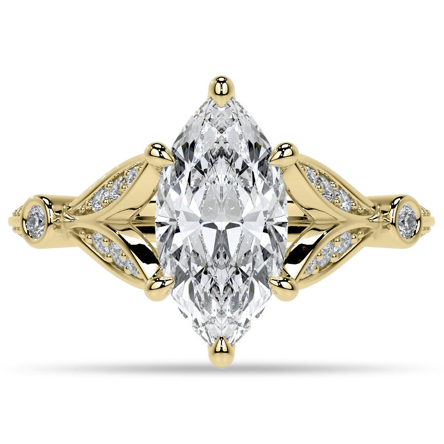 Split Shank Marquise Moissanite Engagement Ring with Knife Edge