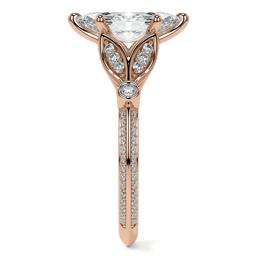 Split Shank Marquise Moissanite Engagement Ring with Knife Edge