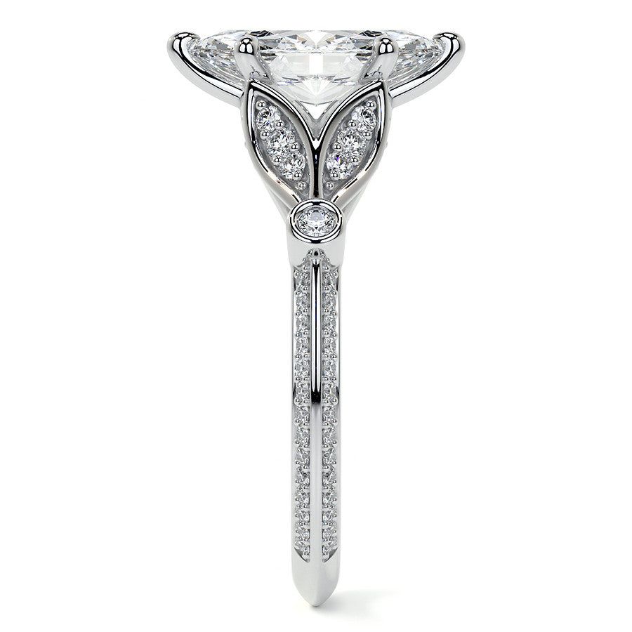 Split Shank Marquise Moissanite Engagement Ring with Knife Edge