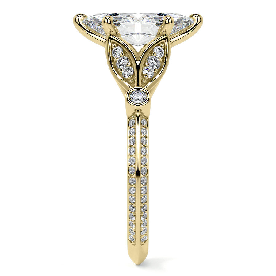 Split Shank Marquise Moissanite Engagement Ring with Knife Edge