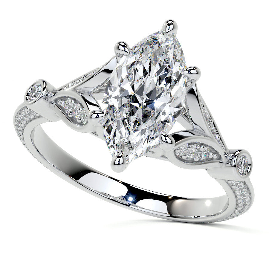 Split Shank Marquise Moissanite Engagement Ring with Knife Edge
