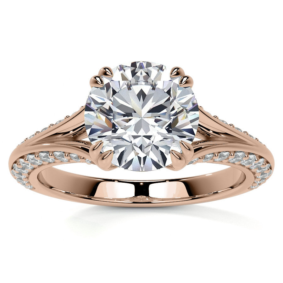 Round Double Prong Moissanite Engagement Ring with Knife Edge