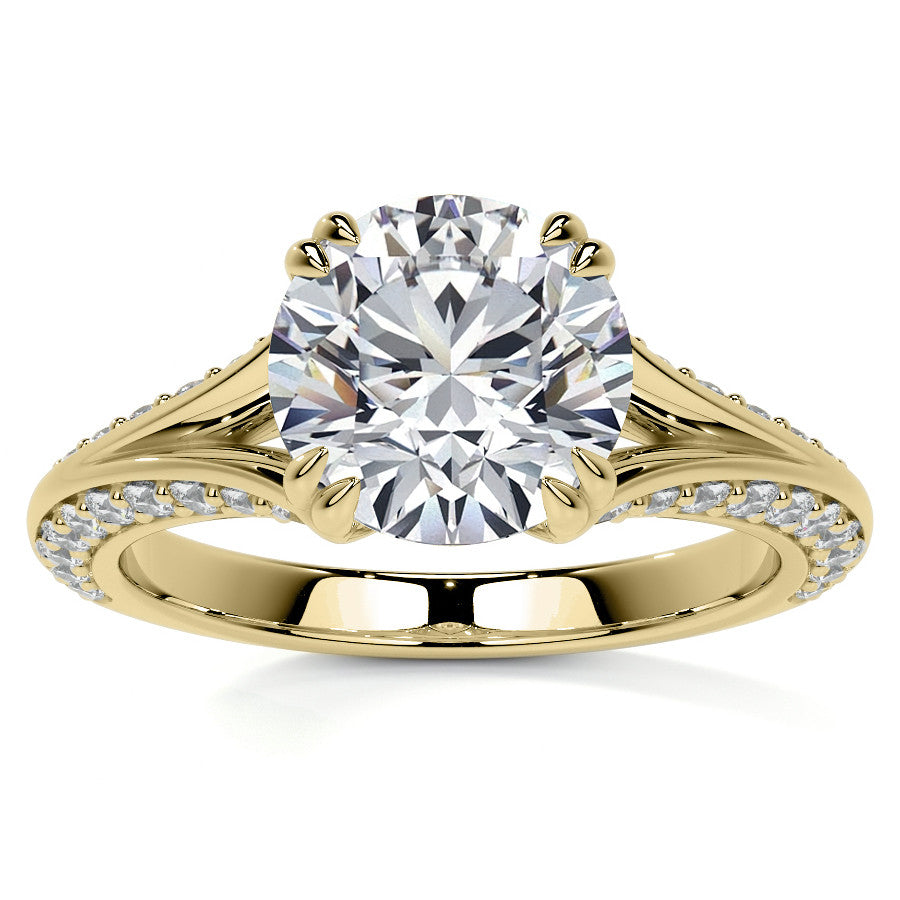 Round Double Prong Moissanite Engagement Ring with Knife Edge