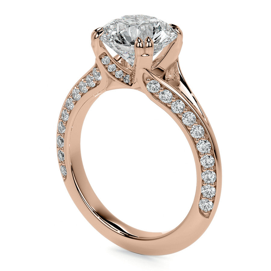 Round Double Prong Moissanite Engagement Ring with Knife Edge