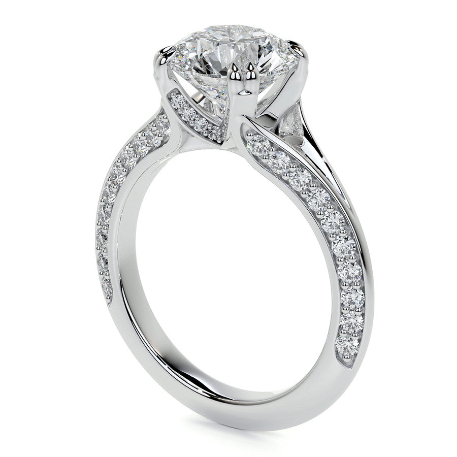 Round Double Prong Moissanite Engagement Ring with Knife Edge