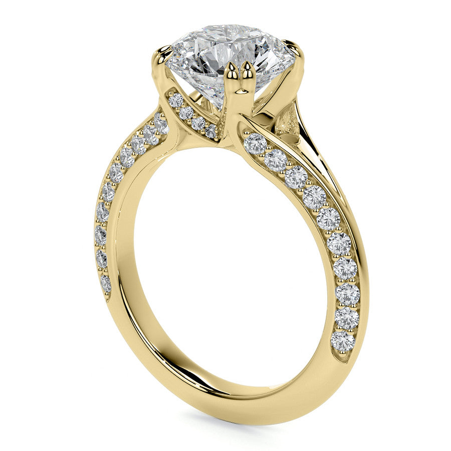 Round Double Prong Moissanite Engagement Ring with Knife Edge