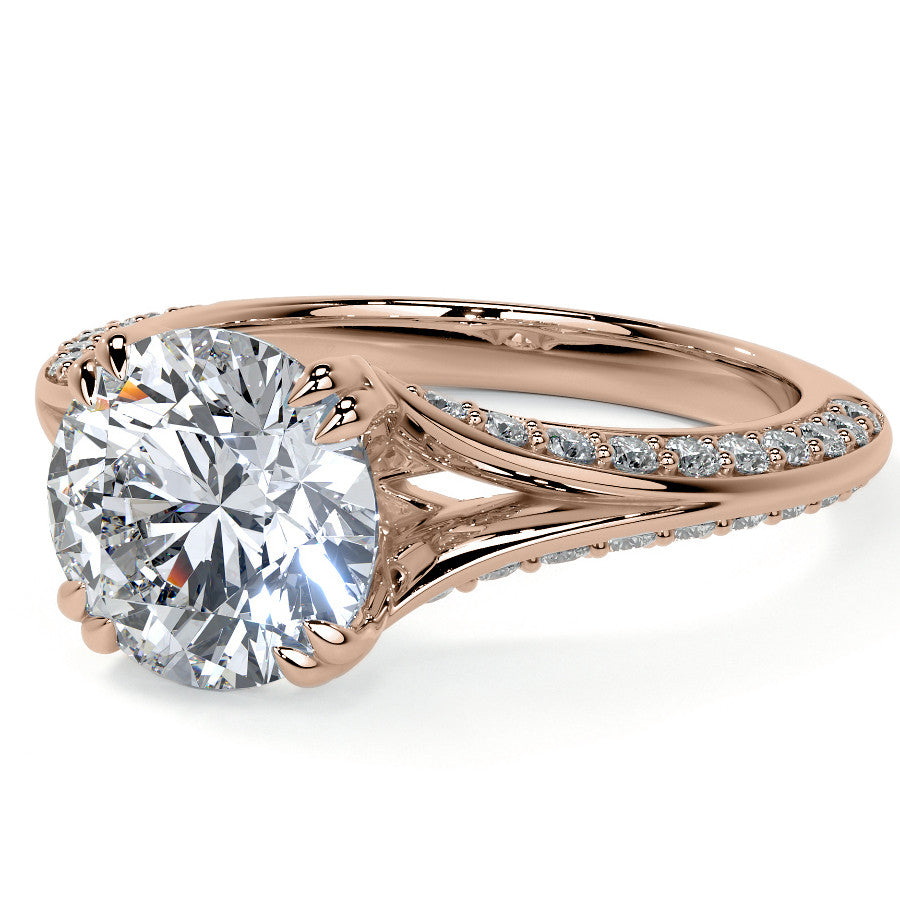 Round Double Prong Moissanite Engagement Ring with Knife Edge