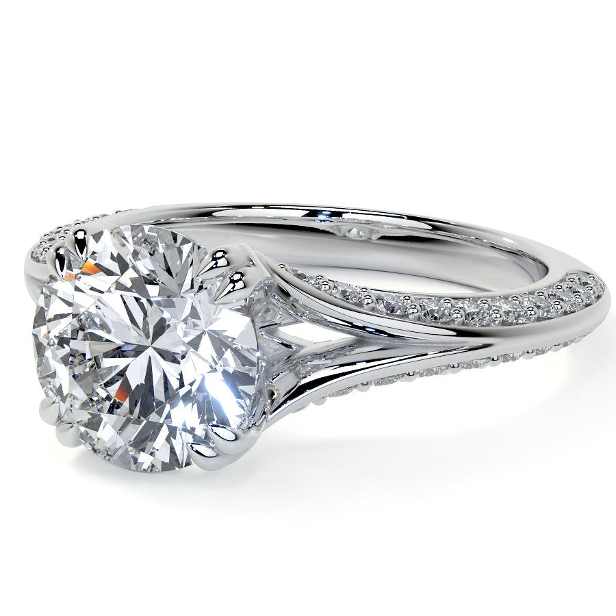 Round Double Prong Moissanite Engagement Ring with Knife Edge