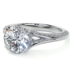 Round Double Prong Moissanite Engagement Ring with Knife Edge