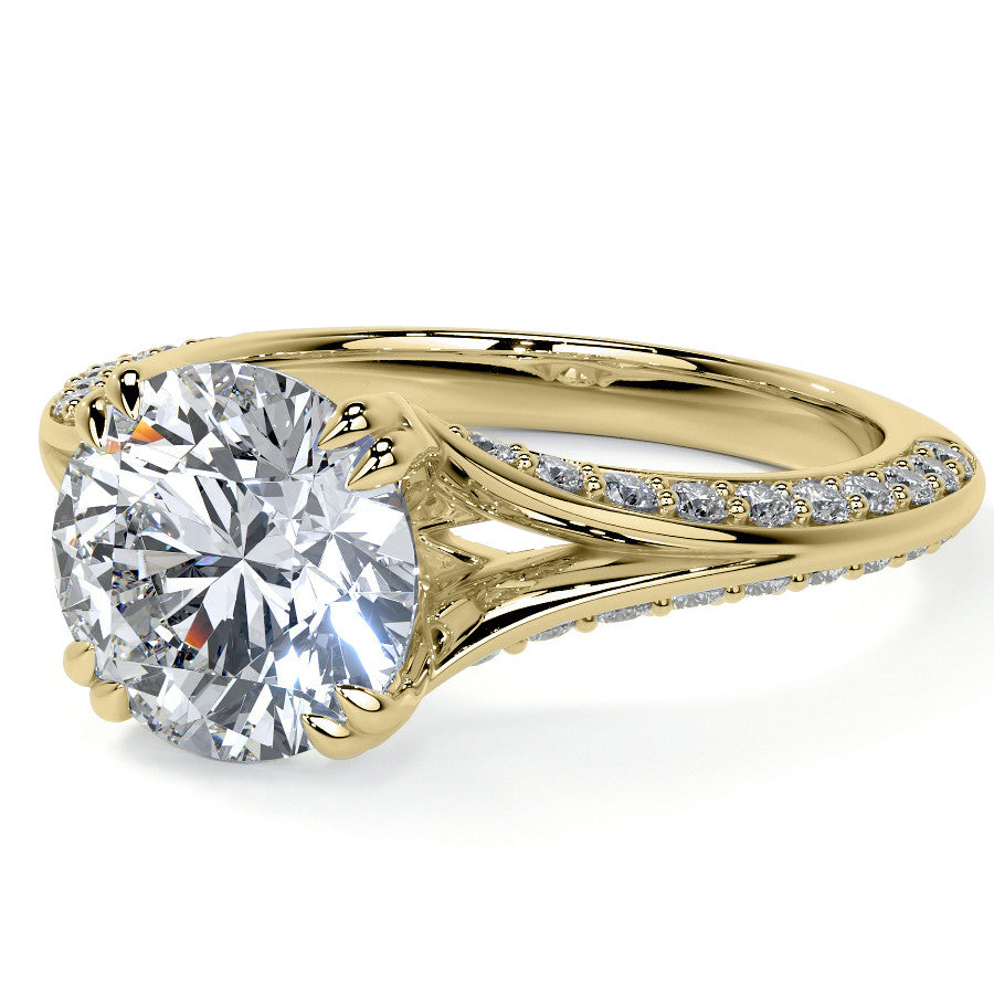 Round Double Prong Moissanite Engagement Ring with Knife Edge