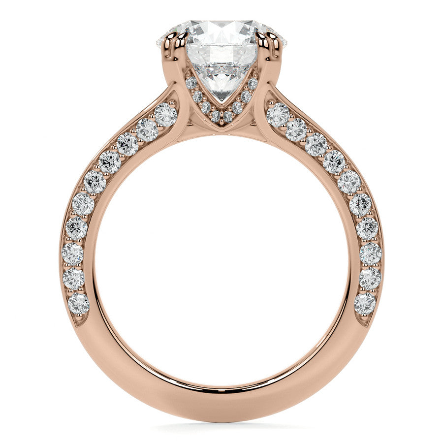 Round Double Prong Moissanite Engagement Ring with Knife Edge
