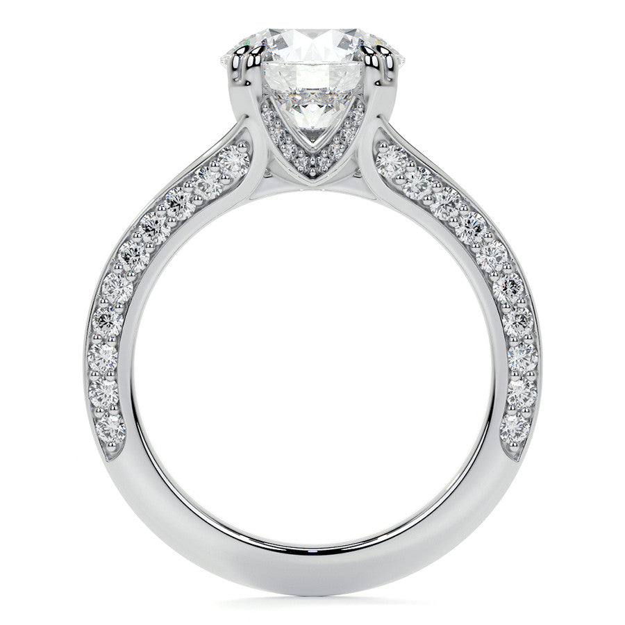 Round Double Prong Moissanite Engagement Ring with Knife Edge