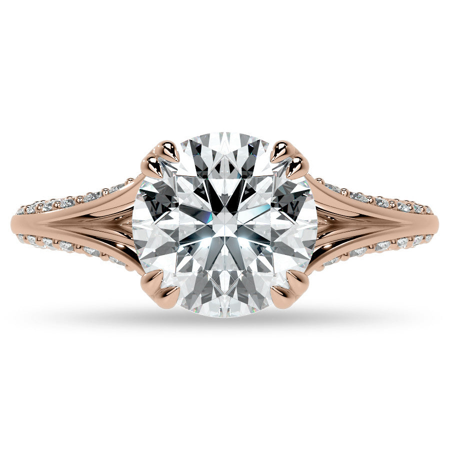 Round Double Prong Moissanite Engagement Ring with Knife Edge