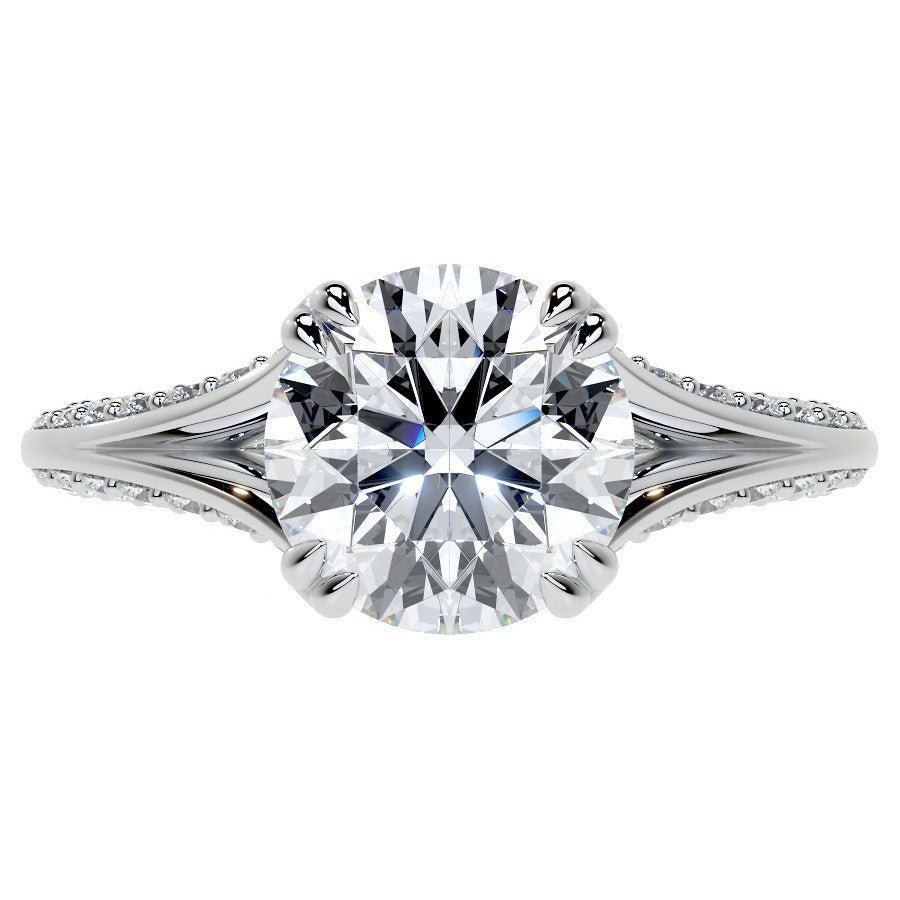 Round Double Prong Moissanite Engagement Ring with Knife Edge
