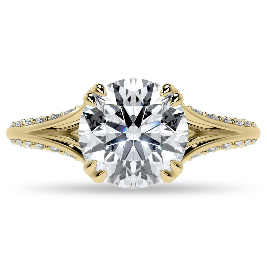 Round Double Prong Moissanite Engagement Ring with Knife Edge