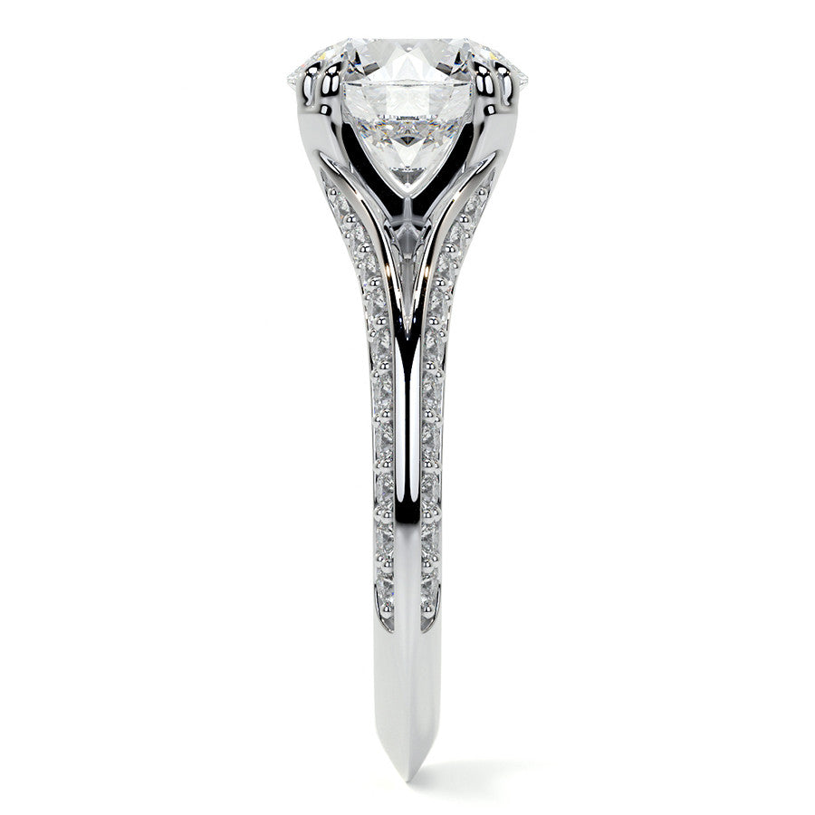 Round Double Prong Moissanite Engagement Ring with Knife Edge
