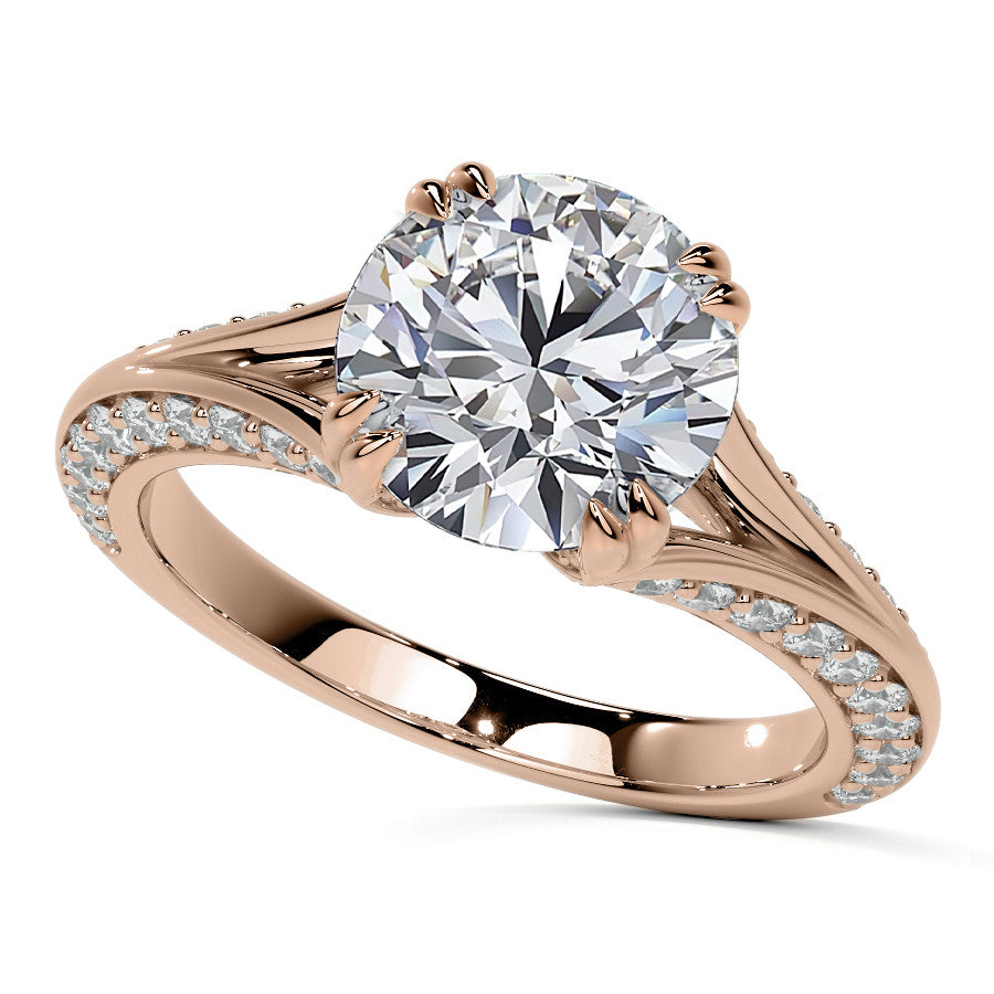 Round Double Prong Moissanite Engagement Ring with Knife Edge