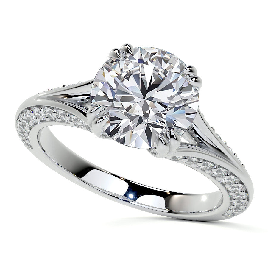 Round Double Prong Moissanite Engagement Ring with Knife Edge