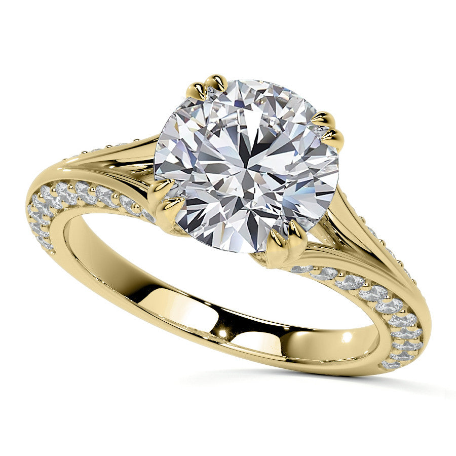 Round Double Prong Moissanite Engagement Ring with Knife Edge