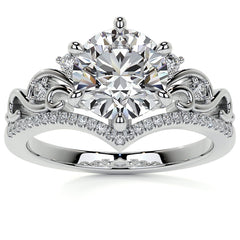 6-Prong Round Chevron Style Moissanite Engagement Ring