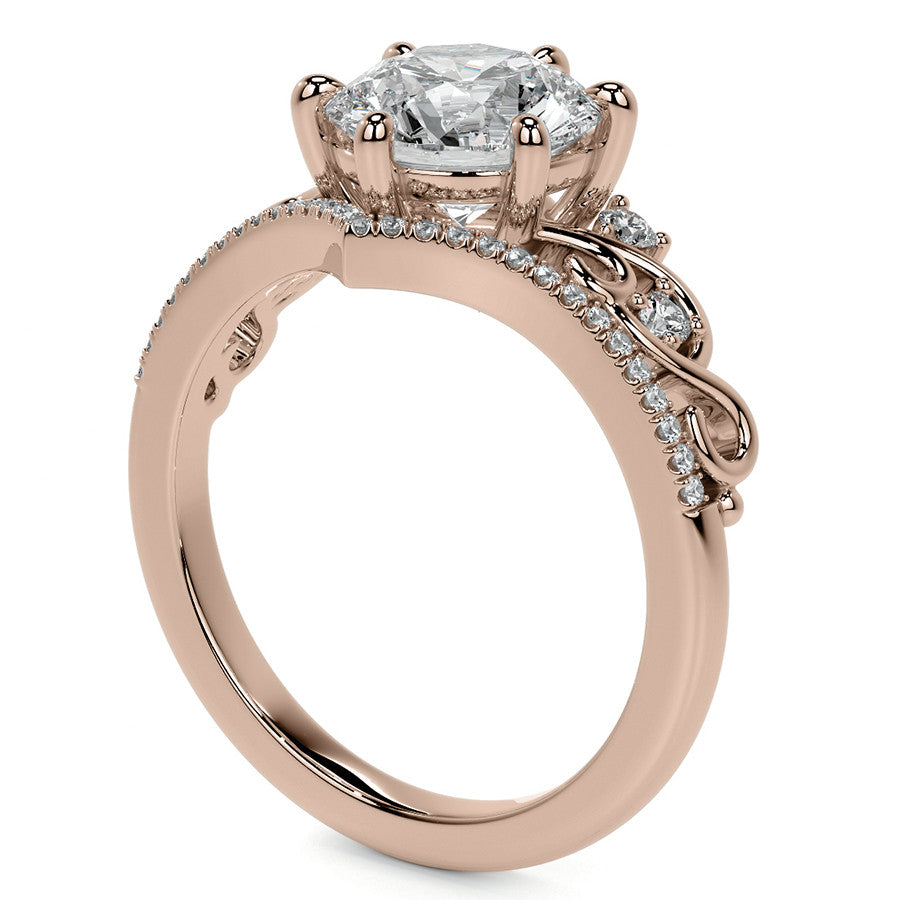 6-Prong Round Chevron Style Moissanite Engagement Ring