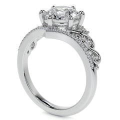 6-Prong Round Chevron Style Moissanite Engagement Ring