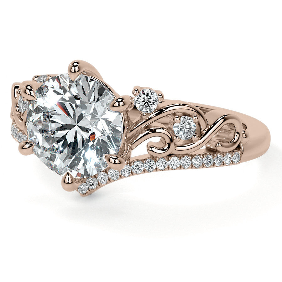 6-Prong Round Chevron Style Moissanite Engagement Ring