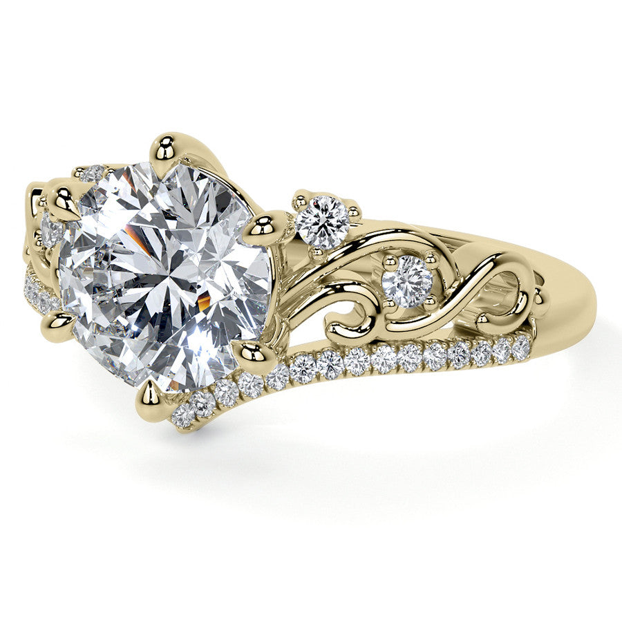 6-Prong Round Chevron Style Moissanite Engagement Ring