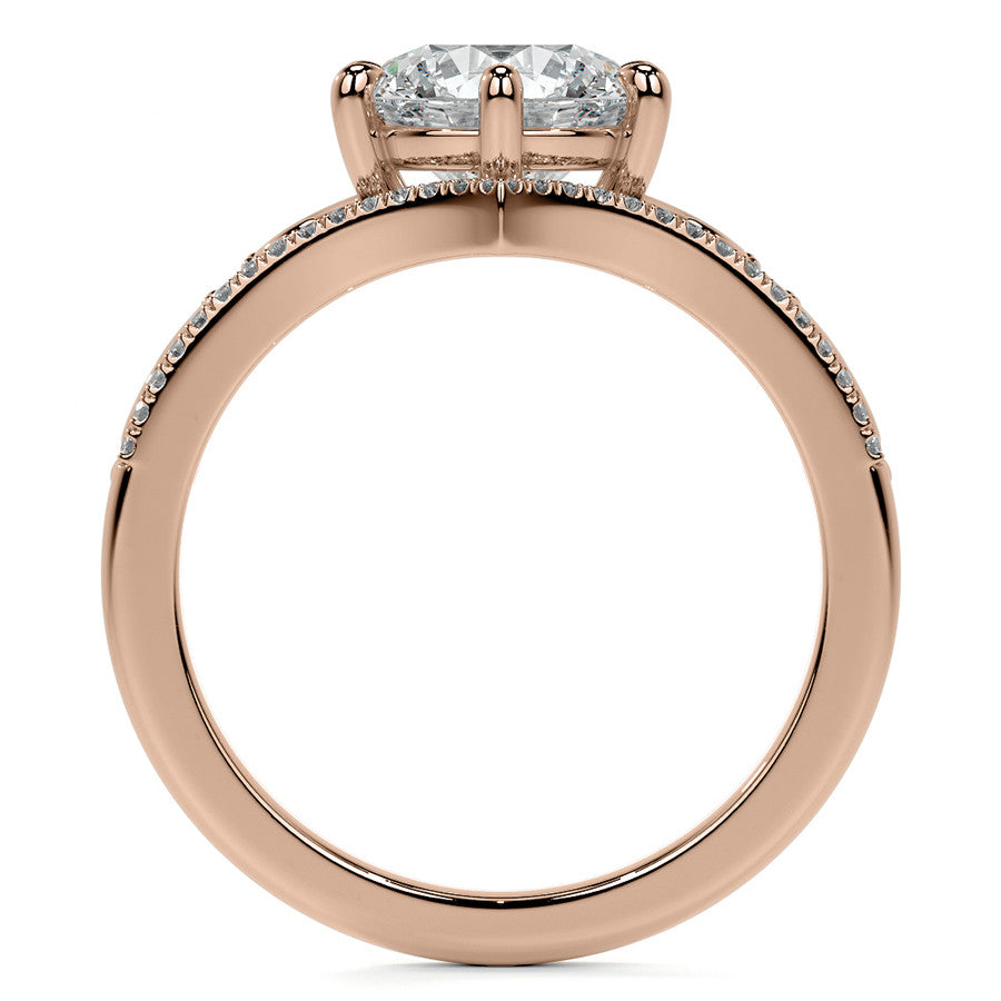 6-Prong Round Chevron Style Moissanite Engagement Ring