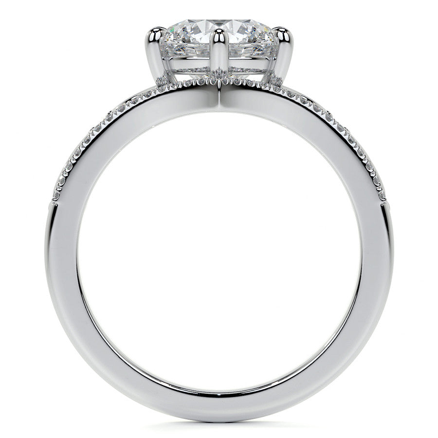 6-Prong Round Chevron Style Moissanite Engagement Ring