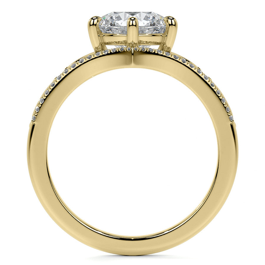 6-Prong Round Chevron Style Moissanite Engagement Ring